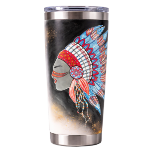 Artistic Feather Headdress Stainless Steel Tumbler
